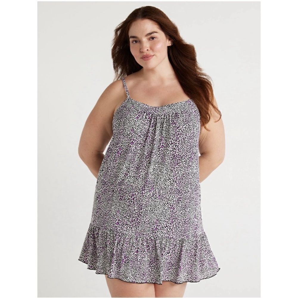 Women's Ruffle Hem Sleeveless Knit Chemise Lounge Pajama 2-Pack Size 2X - Picture 5 of 13